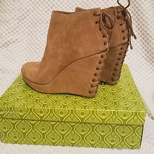 Camel Wedge Booties